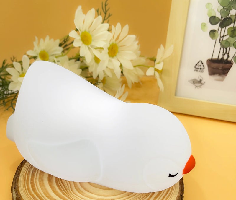 Bluejw Lying Penguin Night Light - Silicone Multicolor Bedside Lamp for Kids, Baby Nursery, Girlfriend - Rechargeable Night Lights Gift - Image 1